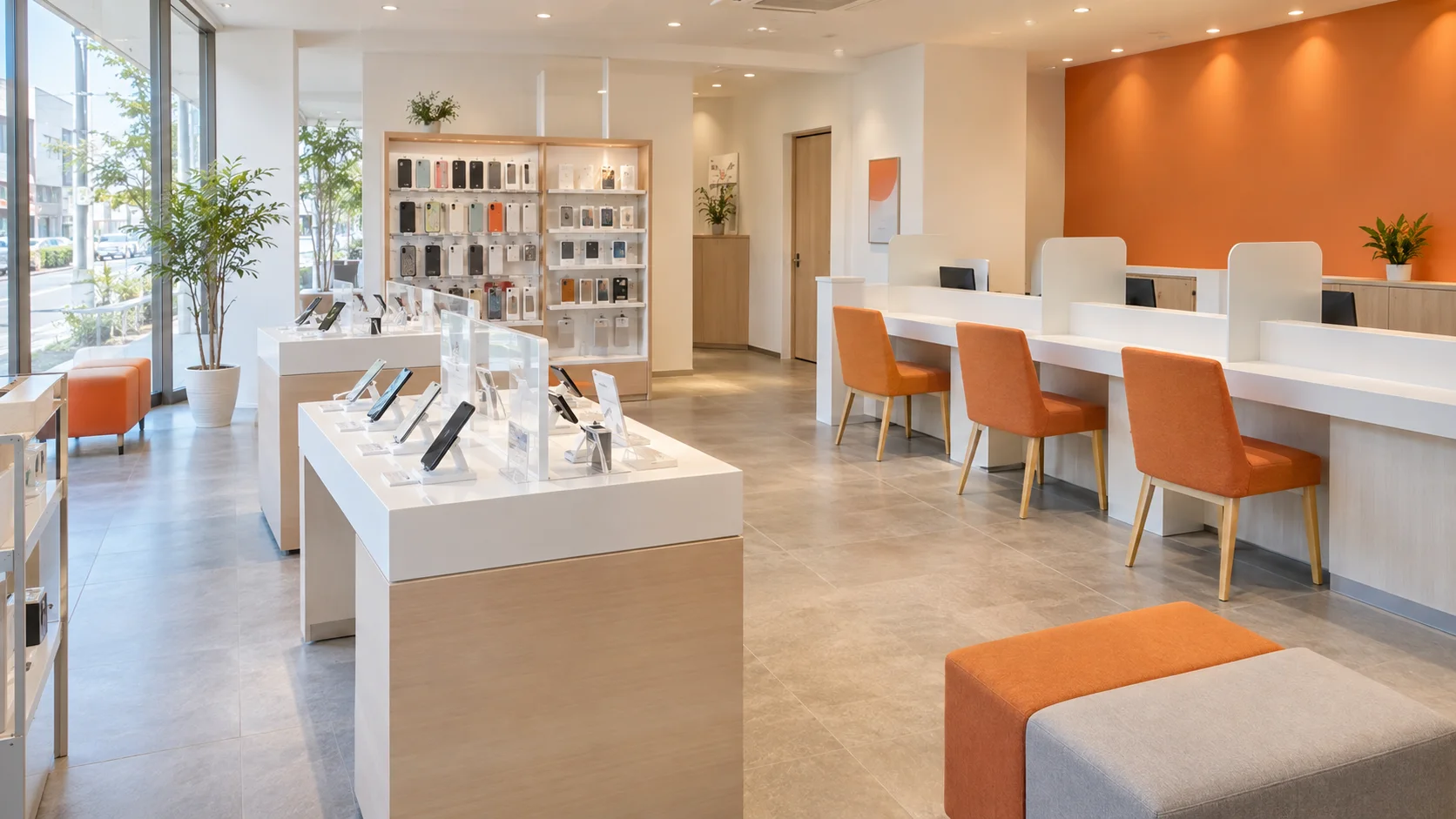 明るい携帯電話ショップの店舗イメージ
